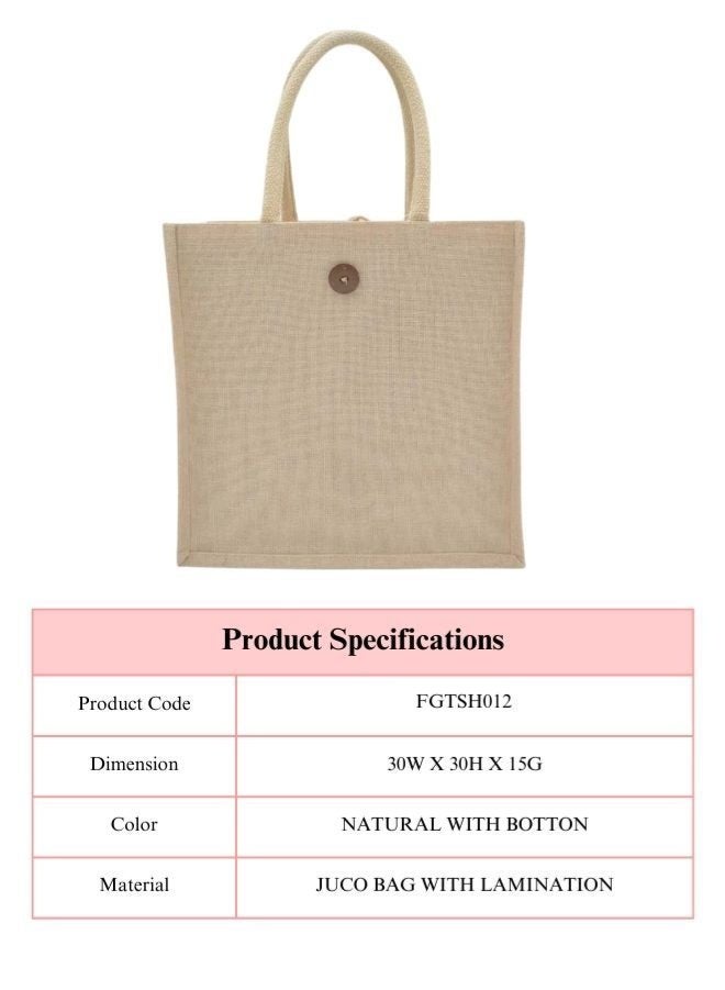 Fatio Set of 10 Natural Juco Bags with Button and Lamination - Image 4